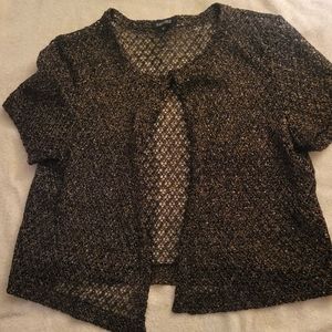 Open Cardigan, Brown undertone w/gold fabric sewn in between
